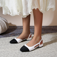 Sandales Slingback Femme Grande Taille à Blocs de Couleurs, Sandales Plates Classiques à Bout Carré et Talon Ouvert, Idéales pour le Quotidien, Sandales Habillées Tendance pour Femmes