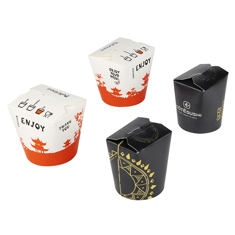 Take Away 16oz 26oz 32oz Biodegradable Round Bottom Disposable Food Container Noodle Fried Chicken bucket Paper Pasta Box