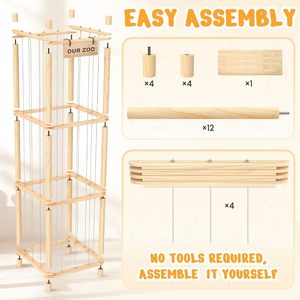 Espositore in Legno <span class=keywords><strong>per</strong></span> Giocattoli di Peluche a Tema Zoo <span class=keywords><strong>per</strong></span> Bambini, Scaffale Organizzatore <span class=keywords><strong>per</strong></span> Giocattoli in Legno - Product Image 5