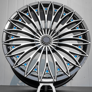ล้อฟอร์จ 18" 19" 20" 21" 22" 5x100 5x105 5x108 5x110 5x112 5x114.3 5x120 สีดำเงาทั้งหมด พร้อมขอบขัดเงาสำหรับรถยนต์ - Product Image 3