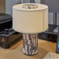 Lampe de table LED rechargeable Aurum en marbre naturel, alimentée par USB, style européen et américain, abat-jour en tissu, pour chambre à coucher