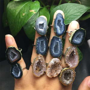 Hot Sale Kristall Natur Geode Stein Schmuck Achat Geode Höhlen ringe Für Frauen Männer Junge Mädchen - Product Image 5