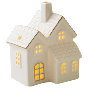 <span class=keywords><strong>Luces</strong></span> Navideñas de Cerámica Blanca con Forma de Casa, Decoración Navideña, Luz LED, Funciona con <span class=keywords><strong>Pilas</strong></span>, Luz Blanca Cálida - Product Image 3