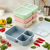 Boîte à bento réutilisable pour adultes et enfants avec 3 compartiments, chauffable au micro-ondes, couvercle hermétique de qualité alimentaire, contenants pour le déjeuner pour l'école et les voyages