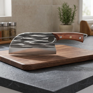 Couteau à découper artisanal en acier inoxydable avec manche en bois de rose et étui en cuir fin, couteau de boucher, couteau de cuisine, produit très vendu - Product Image 2