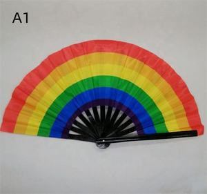 Folding Hand <b>Fan</b> for Rave UV Glow <b>Large</b> Bamboo <b>Fan</b> for Women and Men Clack <b>Fan</b> for Party Music Festivals and Decoration - Product Image 3