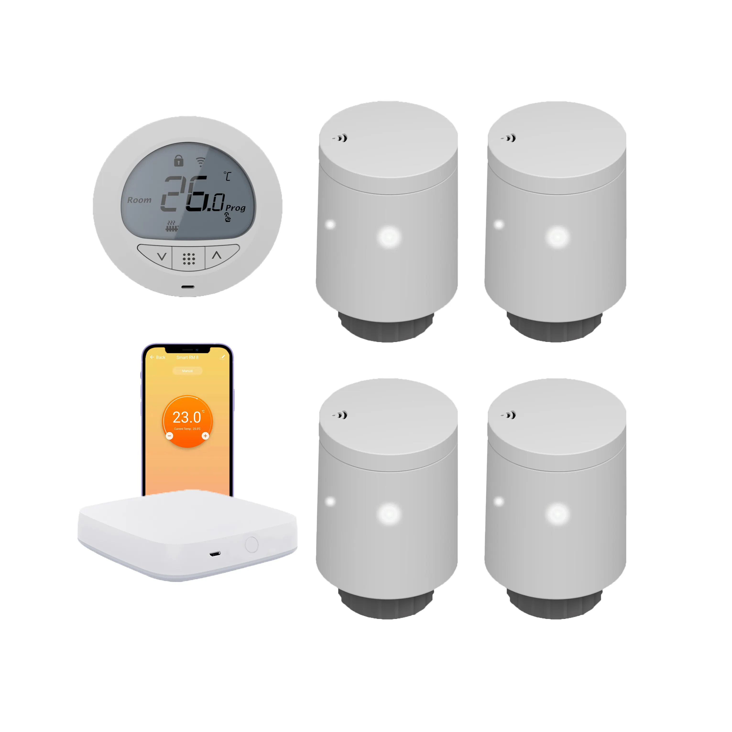 Vanne de radiateur intelligent TRV, Thermostat intelligent sans fil, chaudière à contrôle sans fil, passerelle Zigbee, Alexa, Google Assistant