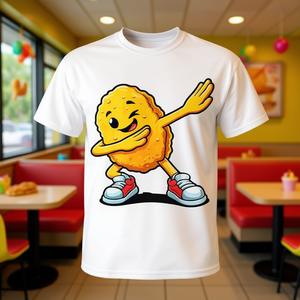 Camiseta con diseño de dibujos animados de nuggets de pollo para niños y adultos, diseño divertido de comida - Product Image 3