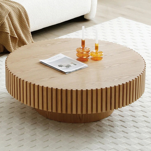 Mesa de té redonda de madera maciza para apartamento pequeño moderno de mediados de siglo, mesa de té de chapa de nogal para sala de estar Retro LD526 - Product Image 4