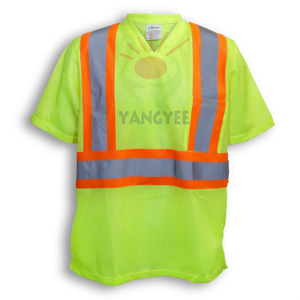 視認性の高い反射安全tシャツカスタムロゴ構造ハイビスワークシャツ長袖男性用Tシャツポケット付き - Product Image 3