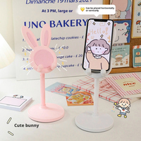 Support de téléphone rétractable en forme de lapin mignon, support de téléphone de bureau à hauteur réglable pour diffusion en direct, cours en ligne, visionnage de vidéos