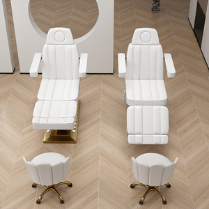 Modern Beauty Salon Furniture <b>Black</b> Gold Facial Spa Massage Table 3 Motors Electric Adjustable Cosmetic <b>Bed</b> with Stool <b>Sets</b> - Product Image 2