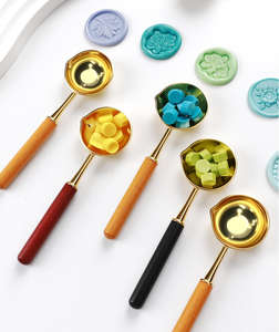 Ensemble <span class=keywords><strong>de</strong></span> cuillères à cacheter avec manche en bois, tampon à cacheter, cuillère à fondre et chauffe-cire pour invitations <span class=keywords><strong>de</strong></span> mariage - Product Image 3