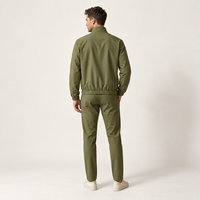 Ensemble 3 pièces pour homme : Veste décontractée à col montant réversible en coton mercerisé, T-shirt long en coton, Pantalon extensible en coton, nylon et élasthanne