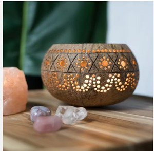 Porta Incienso Sambrani Hecho a Mano con Cáscara de Coco, Ecológico, Natural, Quemador de Incienso Dhoop Redondo, Decoración para el Hogar - Product Image 1