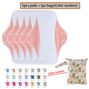 Vente en gros de 6 pièces coton biologique réutilisable super absorbant pour femmes incontinence ailée protège-slip respirant serviettes hygiéniques - Product Image 2
