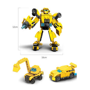Lele Brother 3 en 1 enfants <span class=keywords><strong>camion</strong></span> créatif Robot dinosaure déformé modèle jouet éducatif bloc - Product Image 4