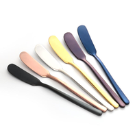 Ensemble de couteaux à beurre en acier inoxydable 304 poli miroir doré, style classique, pour cadeaux de mariage et offres promotionnelles, idéal pour une utilisation facile