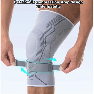 Genouillère de sport professionnelle en gros avec support rotulien en silicone, manchon de compression réglable à boucle et crochets pour ménisque - Product Image 1