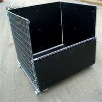 Conteneur de stockage en treillis métallique galvanisé robuste pour la manutention des matériaux en entrepôt, pliable et empilable