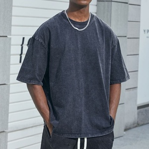 เสื้อยืดวินเทจตัดและเย็บแบบกรดเสื้อยืดย้อนยุคโลโก้ออกแบบได้ตามต้องการ - Product Image 3