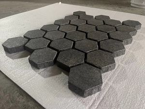 Dalles de pavés en granit noir absolu Smarter Stone à <span class=keywords><strong>prix</strong></span> réduit, carreaux naturels flammés hexagonaux pour pavage extérieur de villas, durables - Product Image 2