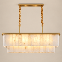 Lustre LED rectangulaire en albâtre élégant et personnalisé, garantie de 2 ans, pour salle à manger, salon, vente en gros, usine