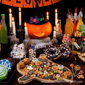 Bandeja de Madera Personalizada con Diseño de Fantasma de Halloween, Plato para Frutas y Bocadillos de Madera Maciza, Decoración Retro para Mesa de Fiesta - Product Image 2