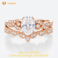 Bague de fiançailles VLOVE de luxe pour femme en or massif 14 carats avec diamants ovales brillants sertis en clos, couleur D, certifiée très bonnes dimensions