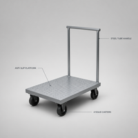 Chariot utilitaire pliable en acier inoxydable à 4 roues certifié NSF, chariot de service commercial pour cuisine, robuste, emballage plat