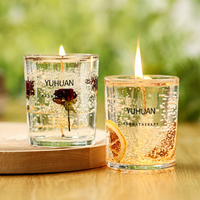 Getrocknete Blumen Gelee Duftkerze im Glasbecher Natürliche Ätherische Öl Aromakerze für Weihnachten Schlafzimmer Tisch Heimdekoration