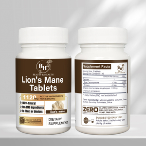 OEM Mejor Lion's Mane Tablet Alegre Estado de ánimo Suplemento de salud natural para la regeneración nerviosa Memoria de soporte cerebral - Product Image 4