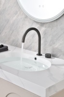 Robinet mitigeur de lavabo à 2 trous en laiton brossé couleur bronze, corps et poignée en cuivre avec bec en SUS304, robinet de salle de bain à poignée unique