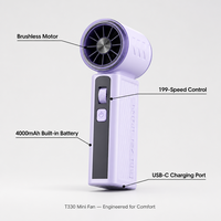 Mini ventilateur USB portable 5000 mAh, 100 vitesses, refroidissement semi-conducteur, ventilateur à main sur batterie