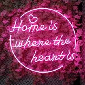 Home Is Where The Heart Is Neon Sign Indoor Decorate Decorate Led Neon Sign Advertising Light Up Led Flex Neon Signs