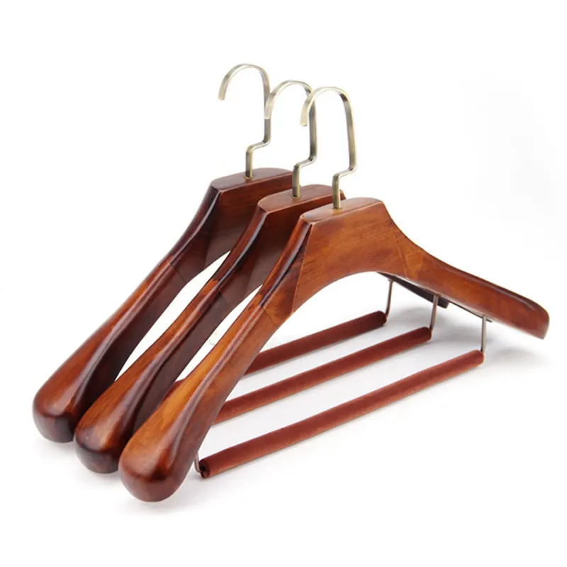 Luxury ELATE Brand Customized Fashion Wooden Coat Hanger Wide Shoulder Hanger For Clothing Store