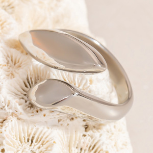 Stainless Steel Leaf Shape <b>Ring</b> For Women Geometric Design Gift Jewelry Yiwu Origin JZ21542S - Product Image 1