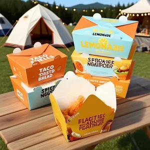 Boîtes à emporter en papier kraft biodégradable auto-montables pour hamburgers, frites, nuggets <span class=keywords><strong>de</strong></span> poulet frit, sushis et en-cas - Product Image 3