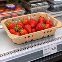 Plateau en carton personnalisé avec trous d'aération, empilable, pour fruits et légumes frais, en kraft, thermoscellable, avec logo OEM, vente en gros