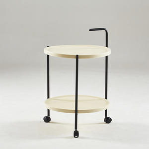 लिविंग रूम में व्हील सोफा साइड टेबल के साथ साइड टेबल प्लास्टिक चलती ट्रॉली 2 लेयर स्टोरेज शेल्फ धारक - Product Image 4