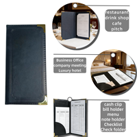 Carpeta de Cuero PU de Lujo para Tarjetas de Crédito, Porta Facturas, Tarjetero, Ranura para Facturas, Banda Elástica, Porta Menús para Restaurantes y Bares
