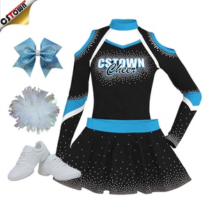 Đồng phục cổ vũ màu xanh đen tùy chỉnh cho trẻ em với thiết kế lấp lánh cho hiệu suất thanh thiếu niên - Product Image 3