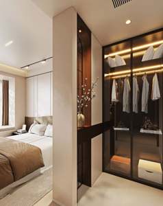 Clóset Moderno Personalizado de Primera Calidad, Armario Empotrado de Lujo con Partición de Vidrio e Iluminación LED para Apartamento, Villa o Casa - Product Image 2