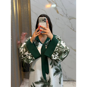 ชุดเดรสยาวแบบเจลลาบา ลายดอกไม้สไตล์เกาหลี แขนกระดิ่งกว้าง คอเสื้อแบบเบาสบาย ระบายอากาศได้ดี เหมาะสำหรับงานแต่งงานในเดือนรอมฎอน - Product Image 2
