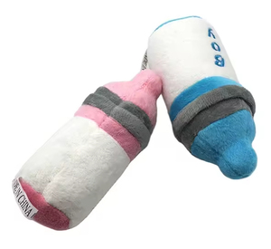 Jouet en peluche pour animaux de compagnie, coloré, couineur, mignon, bicolore, pour bébés animaux, à mâcher et à jouer, en forme de biberon, pour chiens, vente en gros, pas cher - Product Image 3