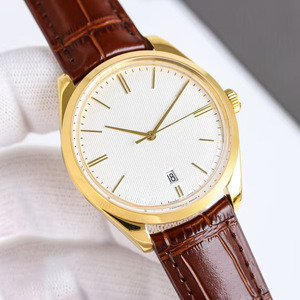 Reloj de pulsera unisex de alta calidad con correa de cuero de lujo, cristal de zafiro, tres agujas, resistente al agua. - Product Image 1