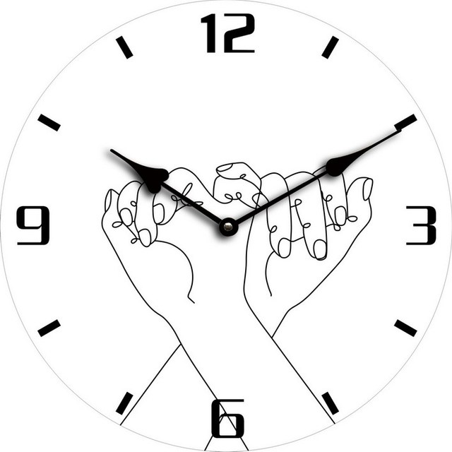 Abstract Minimalist Nordic Style love Hands Wooden Wall Clock High Quality 10 Inch Wall Clock for Home Decoration Room