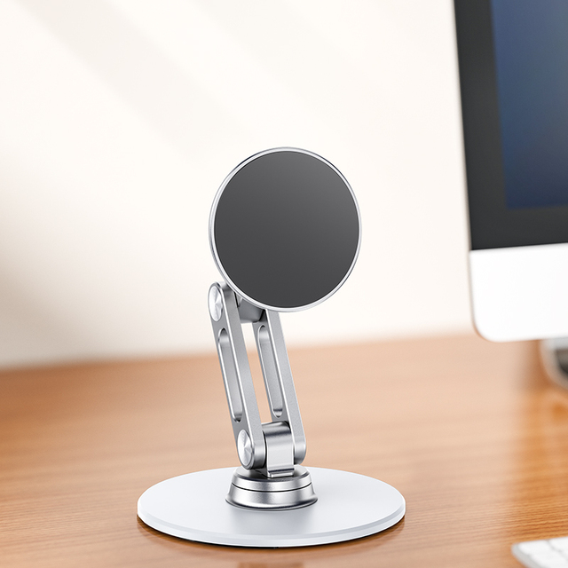 Portable Flexible Folding 360 Adjustable Dual-Magnetic Aluminum Alloy Rotating Desktop Mobile Phone Stand Magnetic Tablet Stand