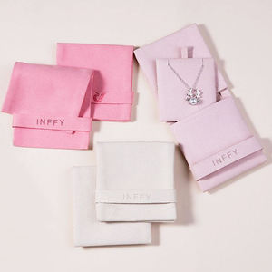 Pochette et boîte à bijoux en microfibre INFFY avec logo personnalisé, 13*20cm, emballage de luxe anti-poussière pour le rangement des bijoux - Product Image 3