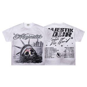 Camiseta MAJESTIK de Manga Corta para Hombre, Estilo HipHop, de Alta Calidad, con Parches de Lentejuelas y Lavado Desgastado - Product Image 4